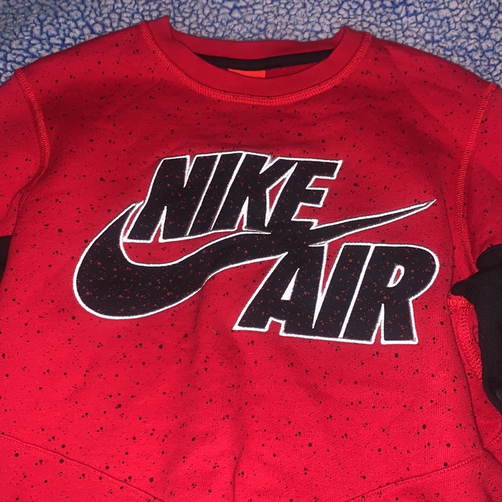 🔥SPECKLED RED NIKE AIR CREWNECK: EMBROIDERED🔥